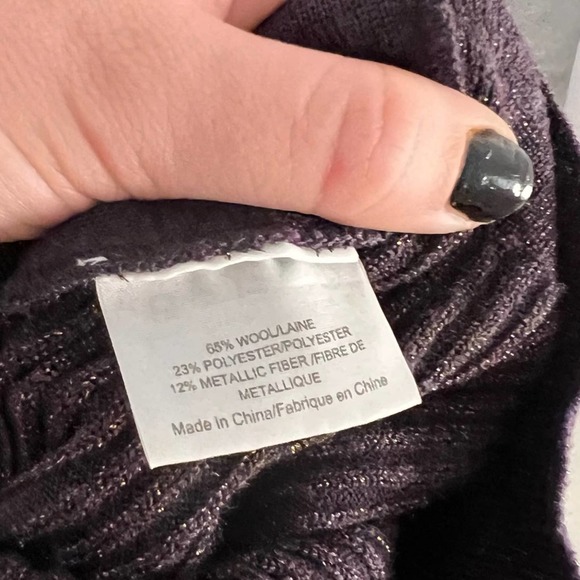 TORY BURCH Lindley Shimmer Sparkle Wool Blend Turtleneck Sweater M - Picture 11 of 11